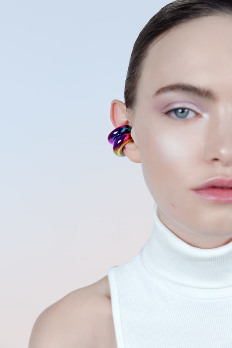 Ear cuff d’oreille holographique large