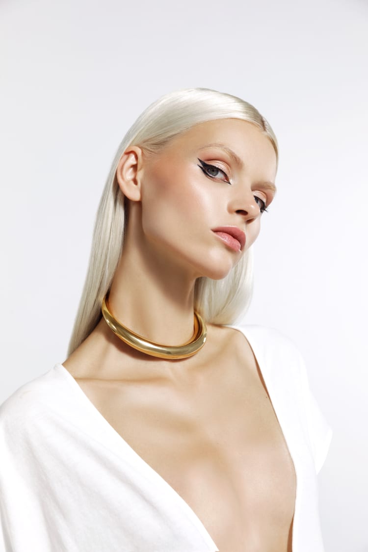Collier ras-du-cou minimaliste rond en or
