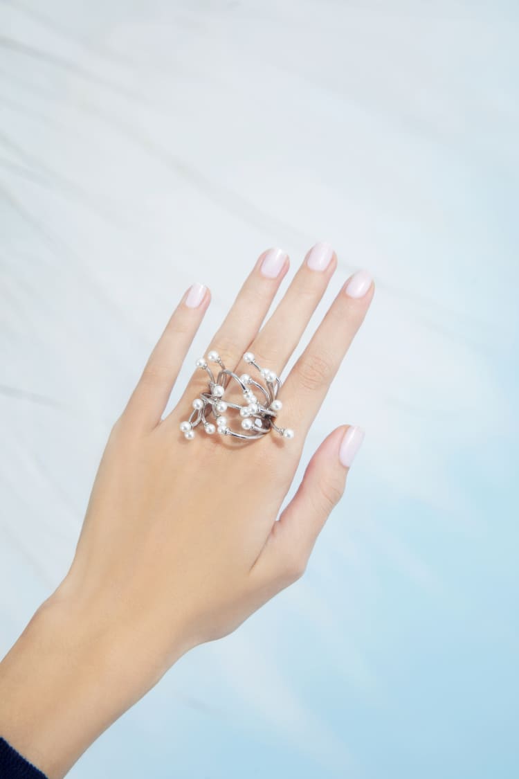 Bague Mini Perles en Argent
