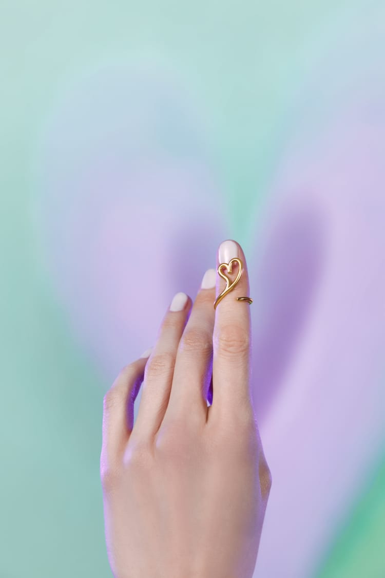 Bague midi en or cœur ouvert « Love »
