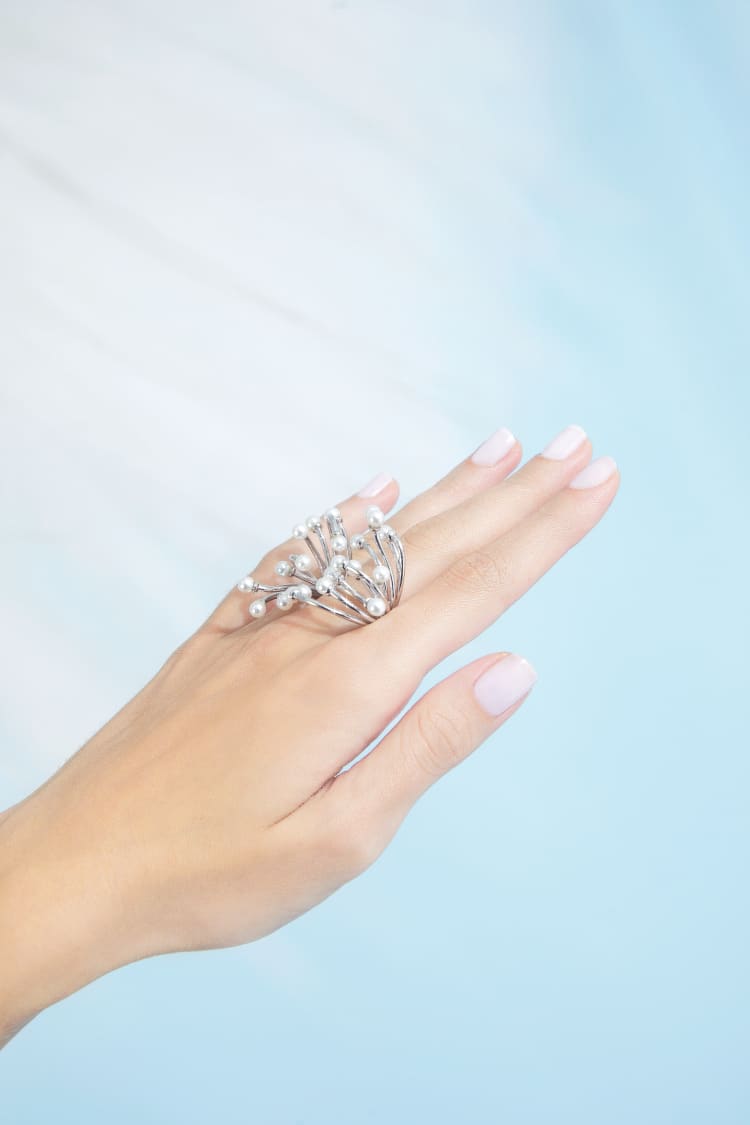 Bague Mini Perles en Argent