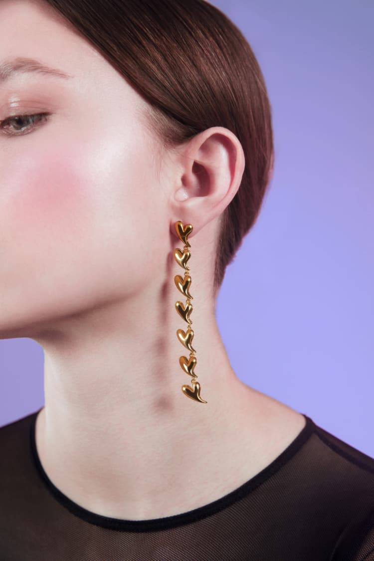 Chaîne de boucle d’oreille cœur en or