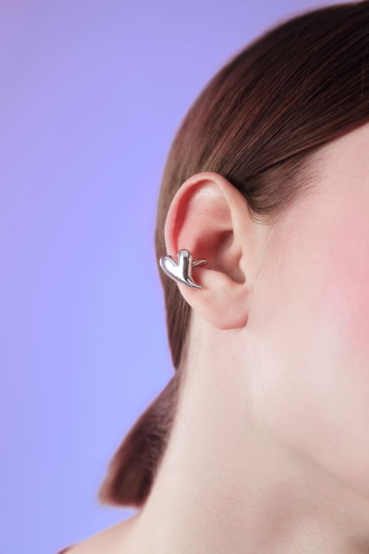 Ear cuff cœur en argent