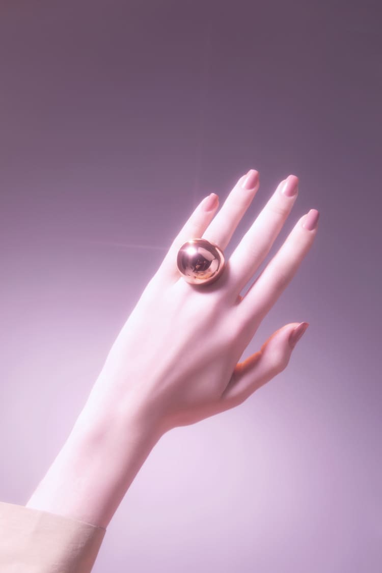 Bague boule en or rose