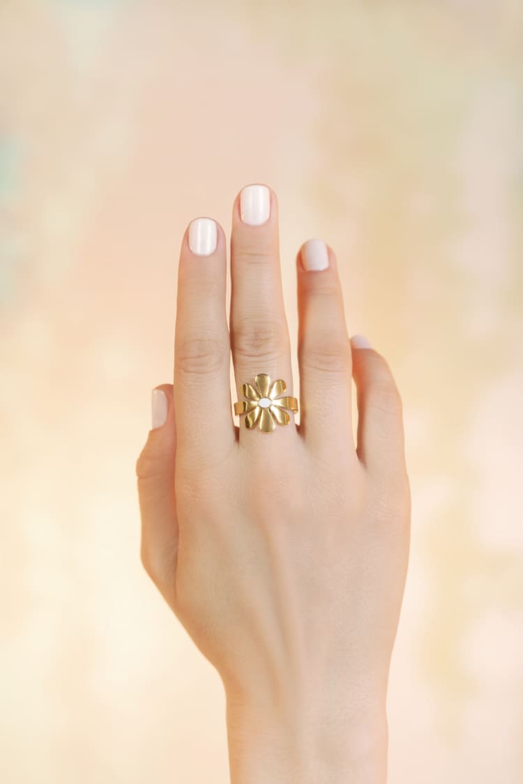 Bague florale en or