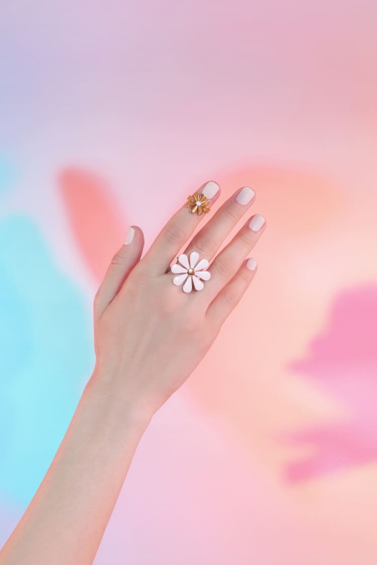 Ensemble de bagues florales en or