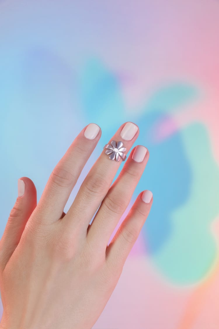 Bague midi fleur en argent