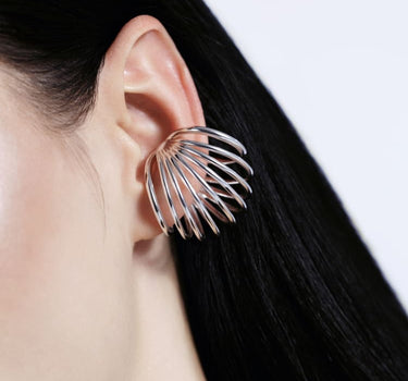 Ear cuff sphère en argent torsadé