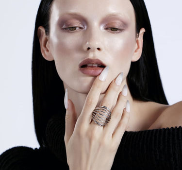 Bague Sphère Spirale en Argent