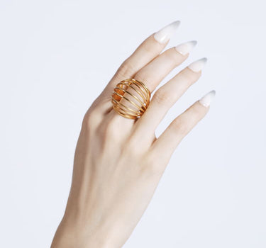 Bague sphère en or torsadé