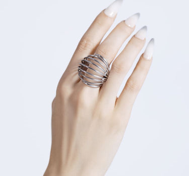 Bague Sphère Spirale en Argent