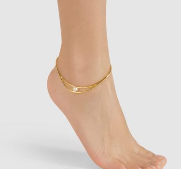 Bracelet de cheville en or et perles