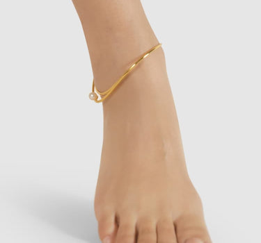 Bracelet de cheville en or et perles