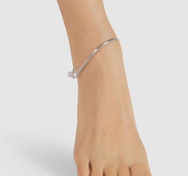Bracelet de cheville en argent avec perles fines