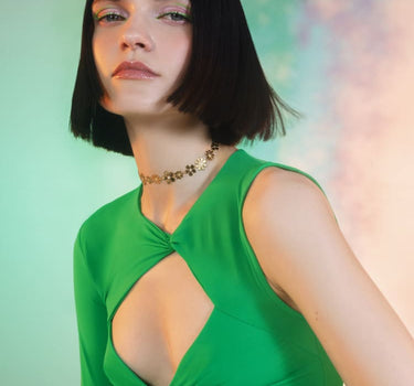 Collier ras-du-cou fleur en or