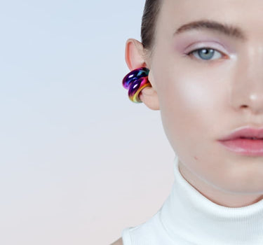 Ear cuff d’oreille holographique large