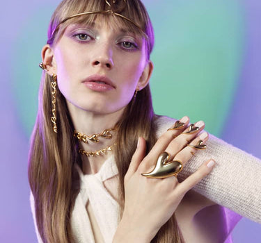 Grande bague en forme de cœur en or