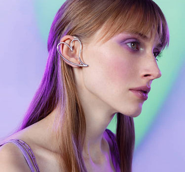 Ear cuff cœur en argent couvrant toute l’oreille
