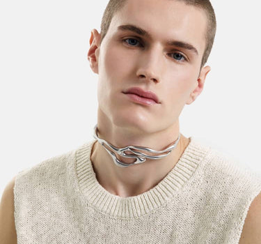 collier de forme organique en argent