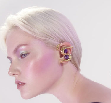 Ear cuff en or avec améthyste