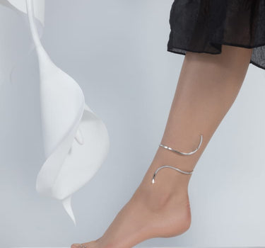 Bracelet de cheville à spirales en argent