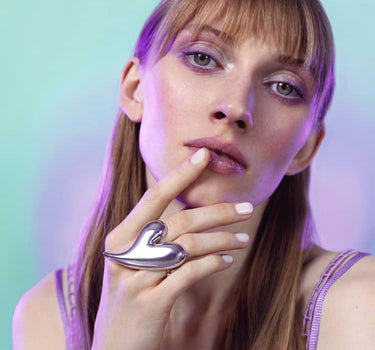 Grande bague en argent en forme de cœur