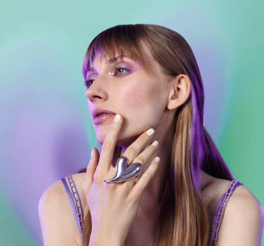 Grande bague en argent en forme de cœur