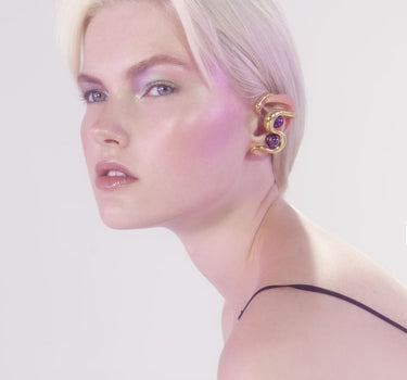 Ear cuff en or avec améthyste