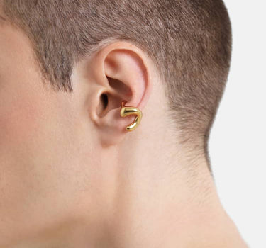 earcuff organique en forme de c en or