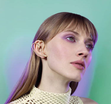 Ear cuff intégral cœur en or