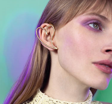 Ear cuff intégral cœur en or