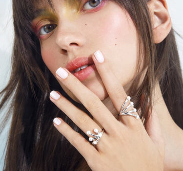 Ensemble de bagues en argent avec mini perles