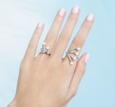 Ensemble de bagues en argent avec mini perles