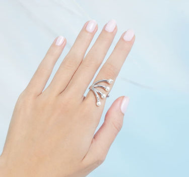 Bague diadème en argent et perle