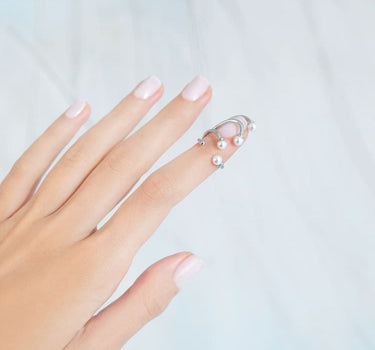 Bague d’ongle en argent à mini perles