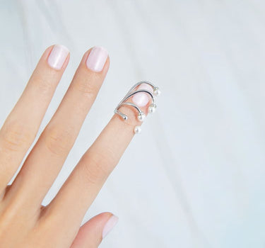 Bague d’ongle en argent à mini perles