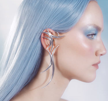 Boucle d’oreille longue en argent à pointes