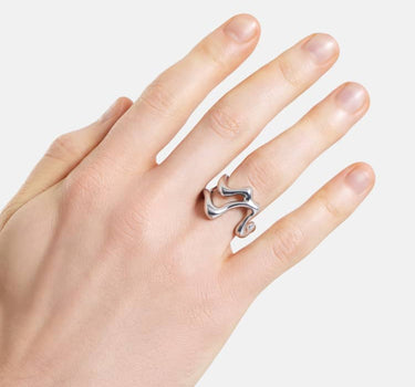 bague sculpturale en argent
