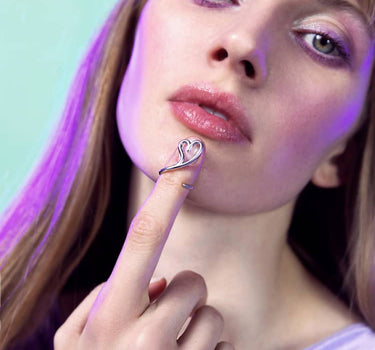 Bague de phalange Love en argent à cœur ouvert