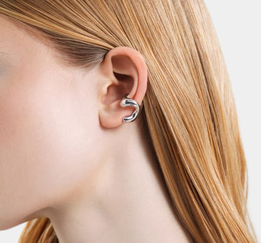 earcuff organique en forme de c en argent