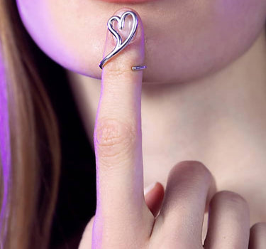 Bague de phalange Love en argent à cœur ouvert