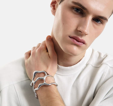 bracelet audacieux asymétrique en argent