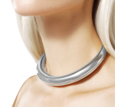 Collier ras-du-cou minimaliste rond en argent