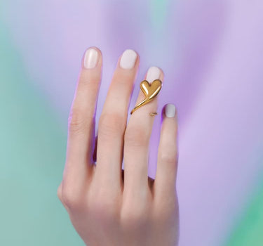 Bague de phalange Love en or, forme cœur