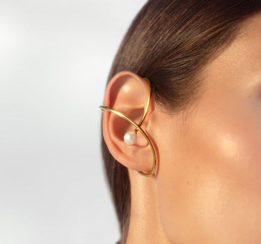 Ear cuff perle en or