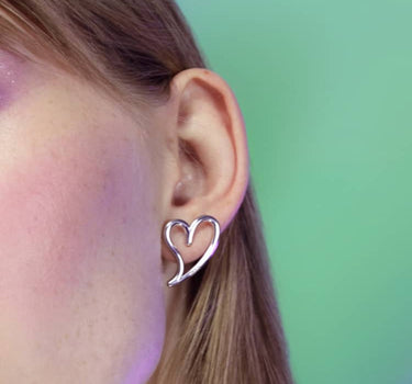 Clou d'oreille cœur ajouré en argent