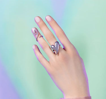 Bague d’amour en argent en forme de cœur