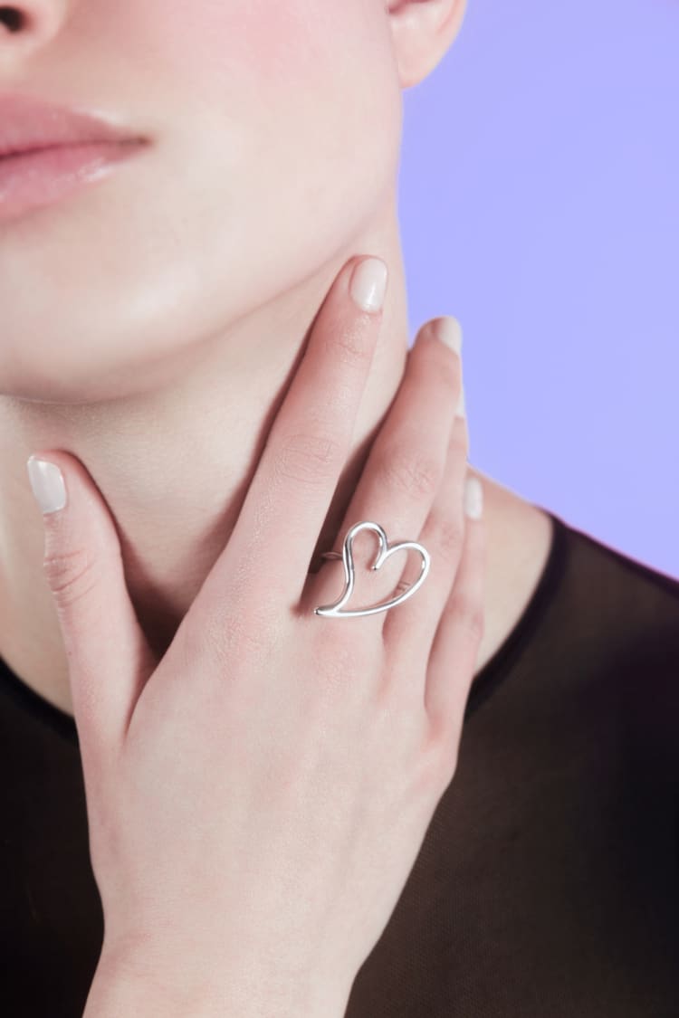 Bague Cœur Ouvert Amour en Argent