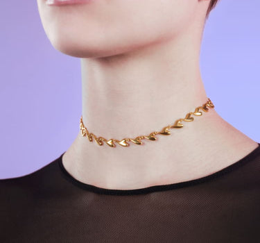 Collier ras-du-cou chaîne cœur en or