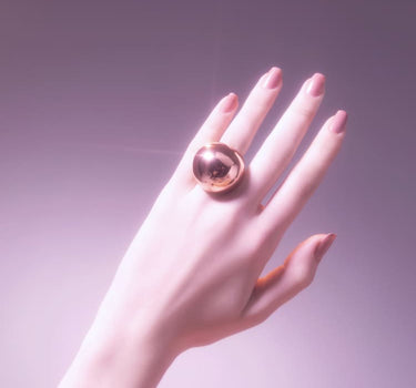 Bague boule en or rose